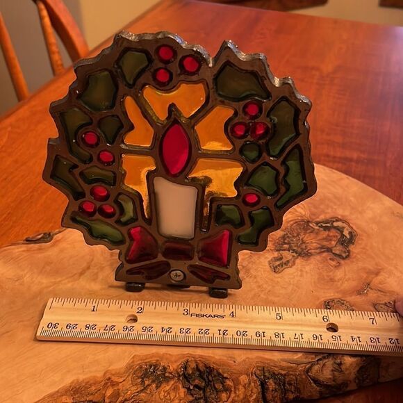 Vintage Taiwan Stained Glass Candle Tea Light Holder - Picture 6 of 6